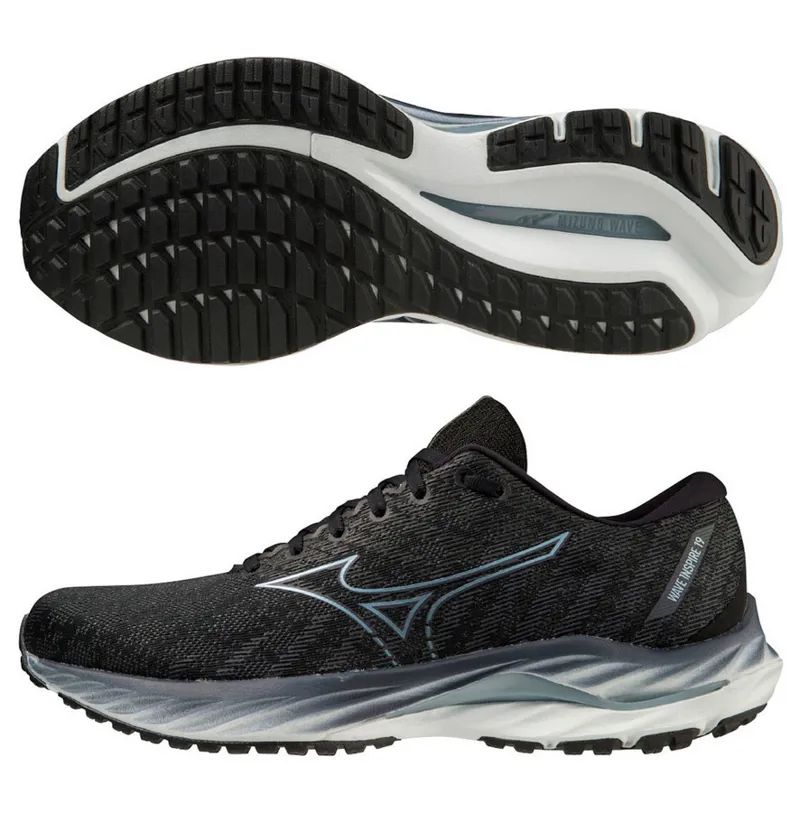 Mizuno Men's Wave Inspire 19 2E WIDE -Black/Glacial Ridge/Illusion Blue-2